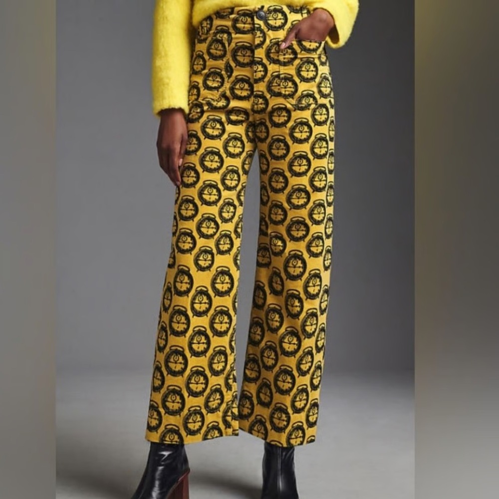 Maeve by Anthropologie The Colette Wide-Leg Velvet Cropped Pant - Picture 2 of 14